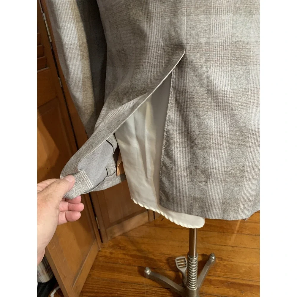 Vtg 70s JCPenney Contemporary Classics Gray Red Blue Plaid Sports Coat 40R